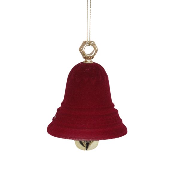 Piros bársony karácsonyi harang 8cm