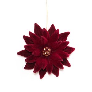 Vörös bársony karácsonyi virág 11cm