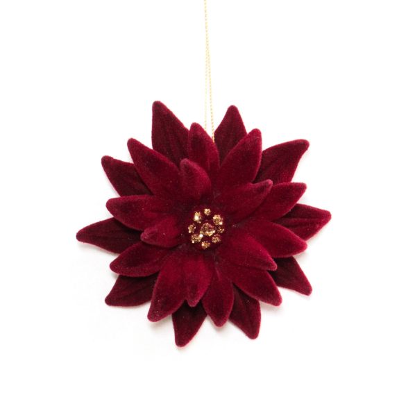 Vörös bársony karácsonyi virág 11cm