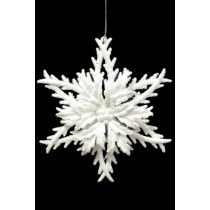 Fehér fagyos karácsonyi hópehely dísz 12cm