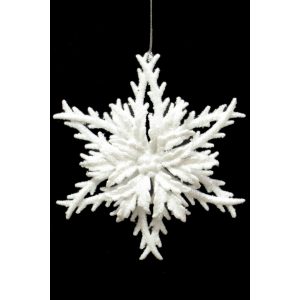 Fehér fagyos karácsonyi hópehely dísz 12cm