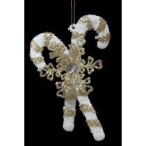 Fehér arany karácsonyi nyalóka dísz 11cm