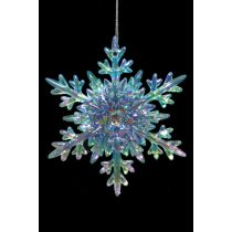 Kék jeges hatású karácsonyi hópehely dísz 11cm