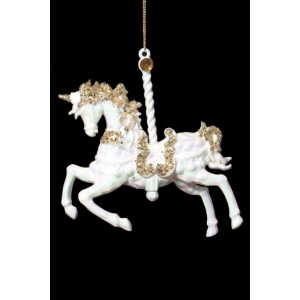 Fehér-arany körhintaló dísz 11cm