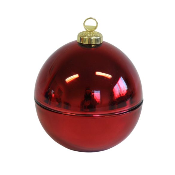 Piros illatgyertya karácsonyi gömb 19cm