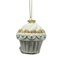 Fehér arany karácsonyi muffin dísz 5cm