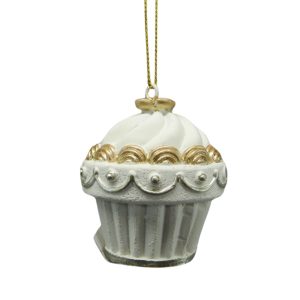 Fehér arany karácsonyi muffin dísz 5cm