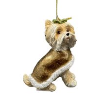 Fehér arany karácsonyi kutyadísz 8cm