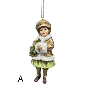 Zöld és arany karácsonyi  figura 11cm 1 db