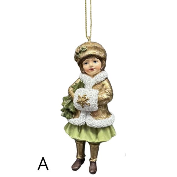 Zöld és arany karácsonyi  figura 11cm 1 db