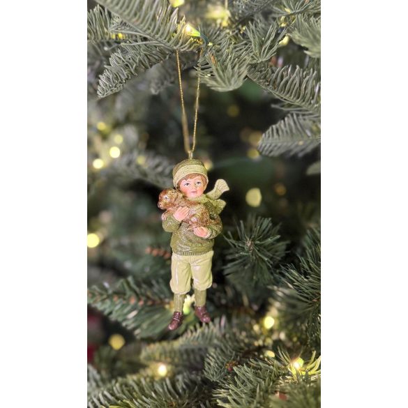 Zöld és arany karácsonyi  figura 11cm 1 db