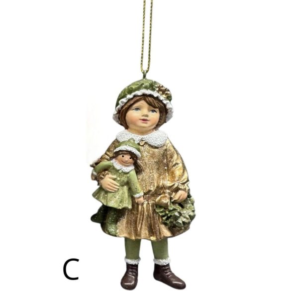 Zöld és arany karácsonyi  figura 11cm 1 db