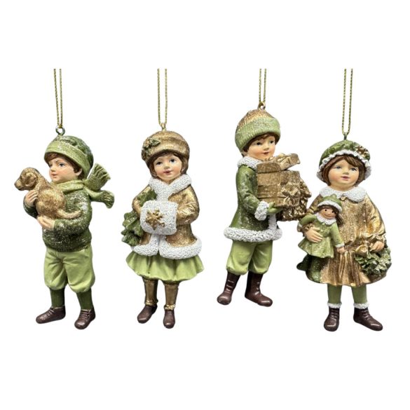 Zöld és arany karácsonyi  figura 11cm 1 db