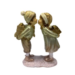 Fehér arany karácsonyi figura pár 18cm