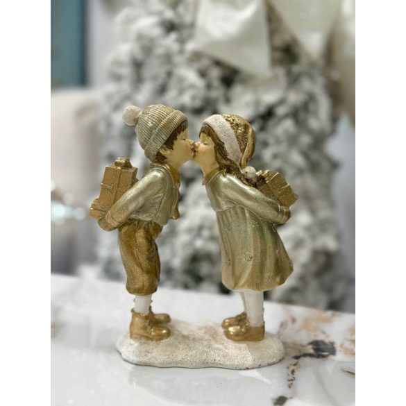 Fehér arany karácsonyi figura pár 18cm