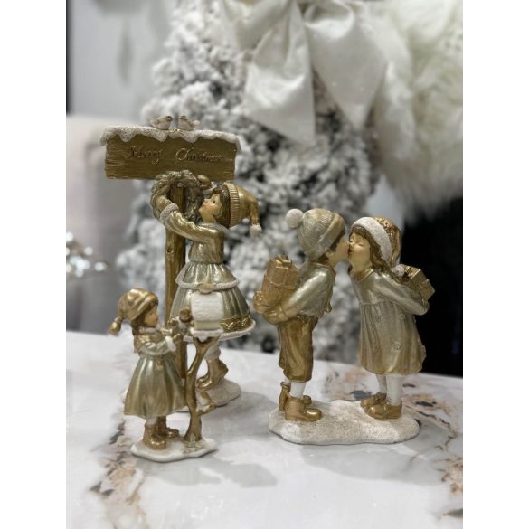 Fehér arany karácsonyi figura pár 18cm