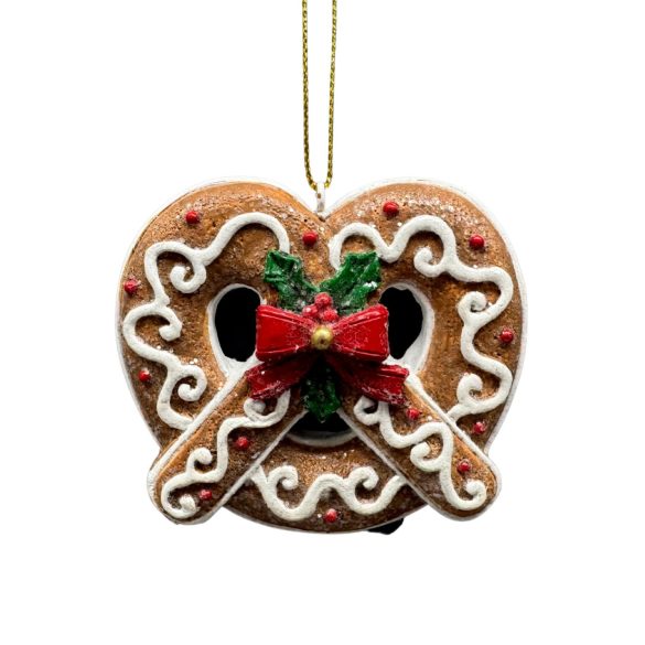 Mézeskalács karácsonyi dísz perec 6cm