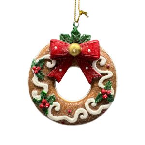 Mézeskalács karácsonyi koszorú dísz 8cm