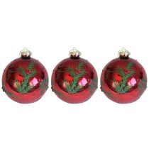 Hagyományos üveg karácsonyi gömbök 3db 10cm
