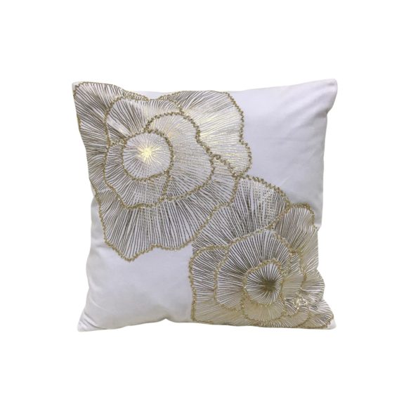 Fehér bársony párna virágokkal 45cm