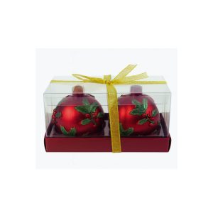 Piros karácsonyi gyertyák gömbök 2db