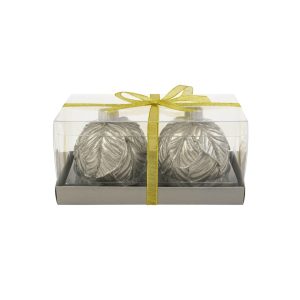 Ezüst karácsonyi gyertya gömbök LUX 2db