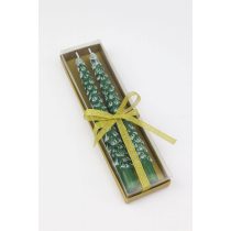 Zöld karácsonyi kúp alakú gyertyák 25cm 2db