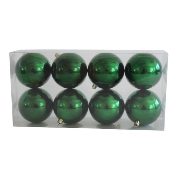 Zöld műanyag karácsonyi gömbök 8cm 8db