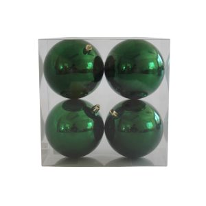 Zöld műanyag karácsonyi gömbök 10cm 4db