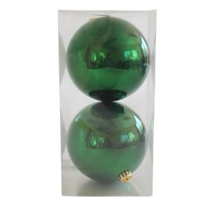 Zöld műanyag karácsonyi gömbök 15cm 2db