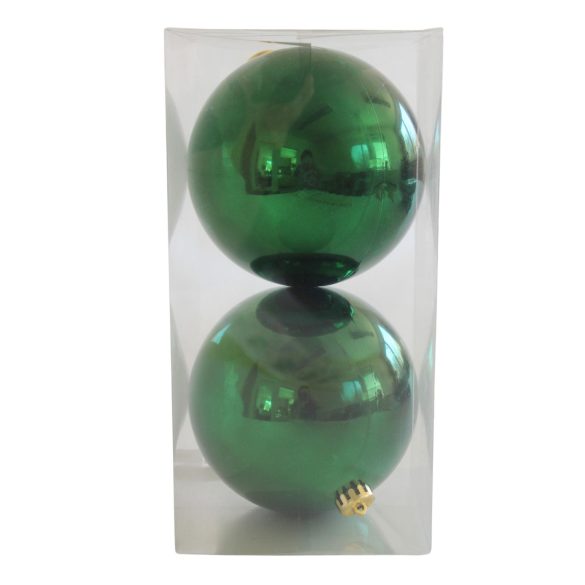 Zöld műanyag karácsonyi gömbök 15cm 2db