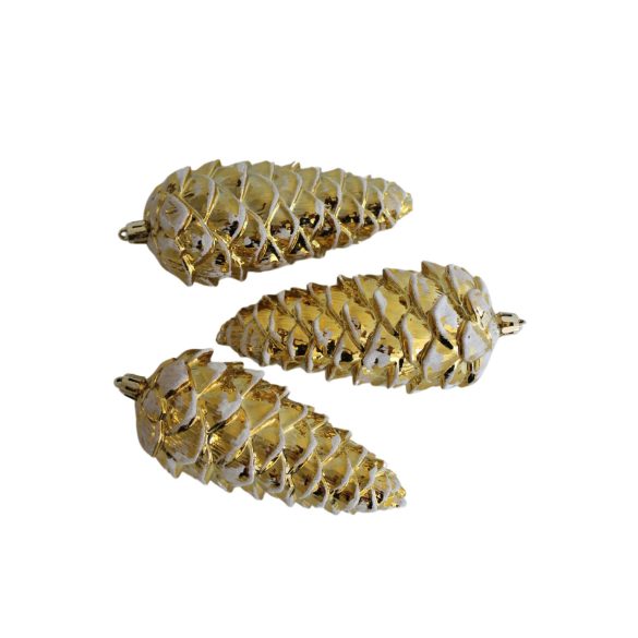 Arany karácsonyi díszek fenyőtobozok 14cm 3db 3 db