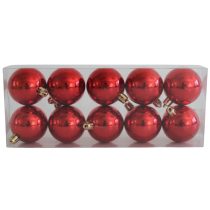 Piros műanyag karácsonyi gömbök 5cm 10db