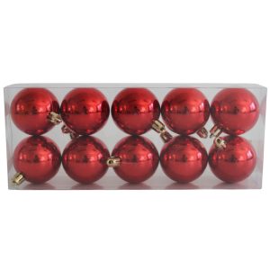 Piros műanyag karácsonyi gömbök 5cm 10db
