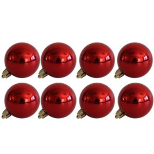 Piros műanyag karácsonyi gömbök 8cm 8db