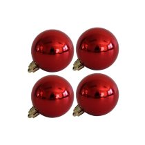 Piros műanyag karácsonyi gömbök 10cm 4db