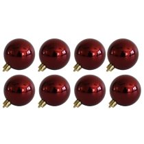 Burgundi műanyag karácsonyi gömbök 8cm 8db
