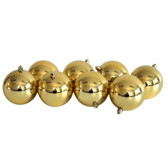 Arany műanyag karácsonyi gömbök 8cm 8db