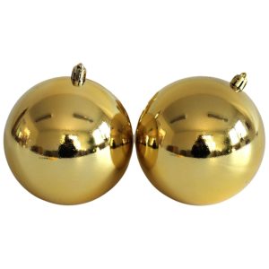 Arany műanyag karácsonyi gömbök 15cm 2db