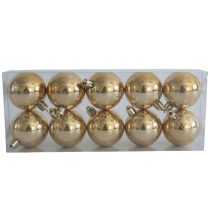 Pezsgő színű  műanyag karácsonyi gömbök 5cm 10db