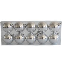 Ezüst műanyag karácsonyi gömbök 5cm 10db