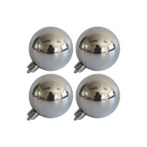 Ezüst műanyag karácsonyi gömbök 10cm 4db