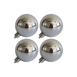 Ezüst műanyag karácsonyi gömbök 10cm 4db