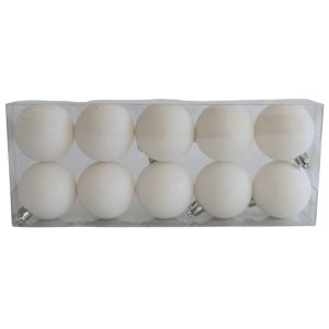 Fehér műanyag gömbök csillámmal 5cm 10db