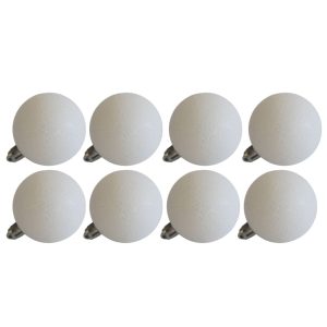 Fehér műanyag gömbök csillámmal 8cm 8db