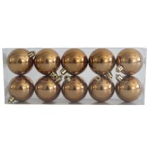 Világosbarna műanyag karácsonyi gömbök 5cm 10db