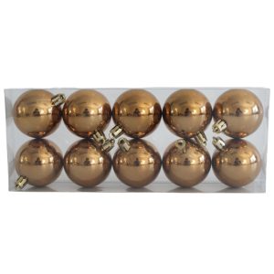 Világosbarna műanyag karácsonyi gömbök 5cm 10db