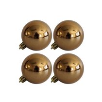 Világosbarna műanyag karácsonyi gömbök 10cm 4db