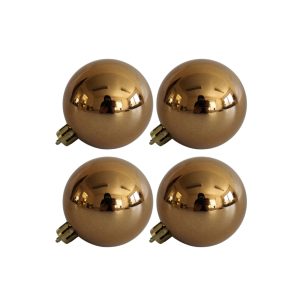 Világosbarna műanyag karácsonyi gömbök 10cm 4db