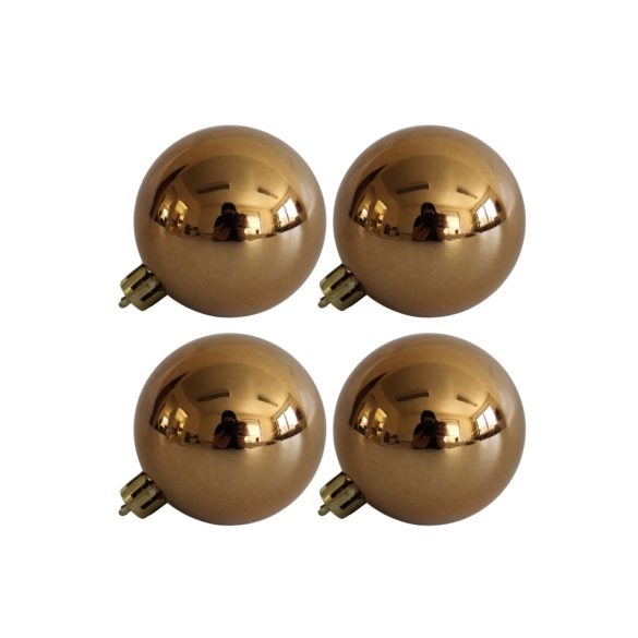 Világosbarna műanyag karácsonyi gömbök 10cm 4db